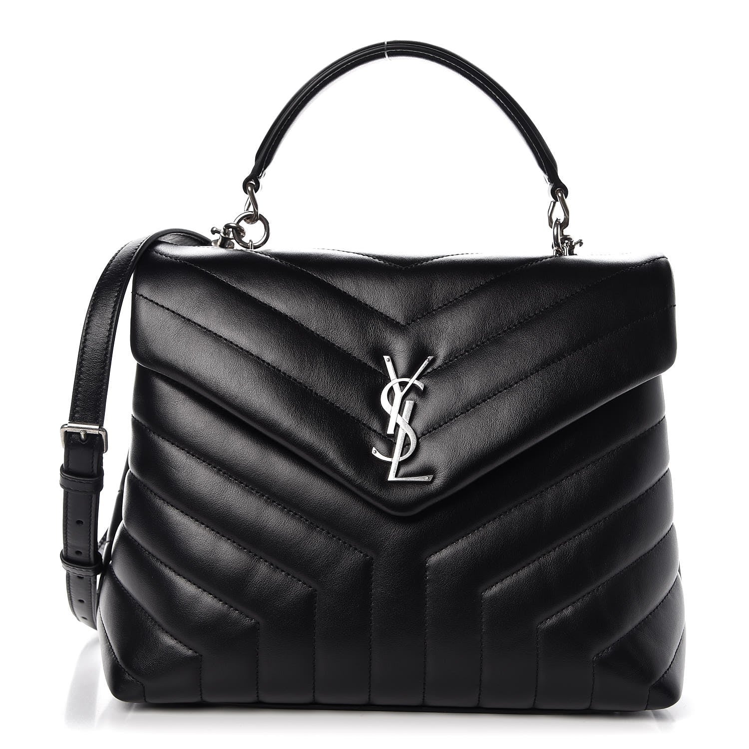 Saint Laurent Calfskin Y Quilted Monogram Medium Loulou Satchel Black 1 of 12