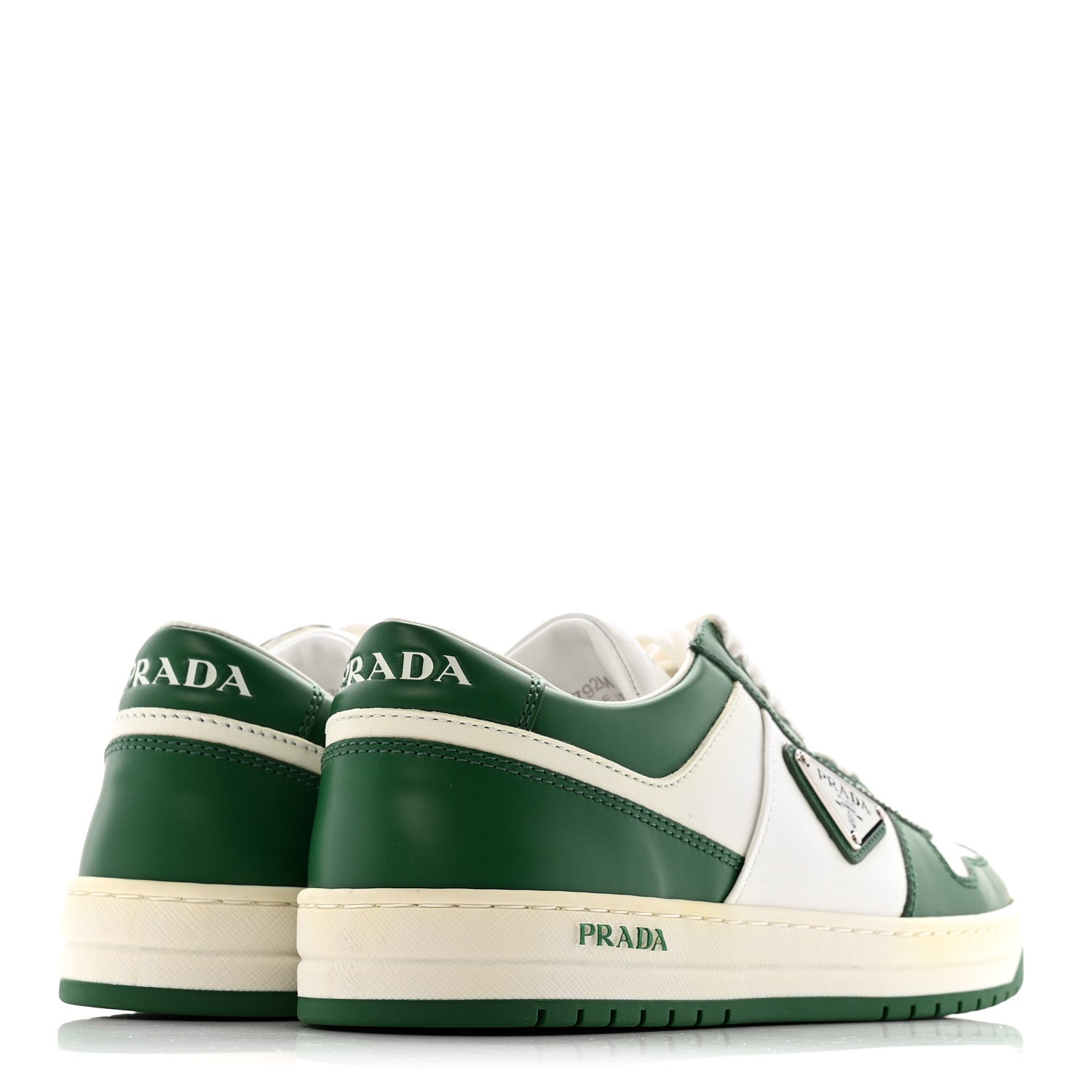 Prada Vitello Sport Spazzolato Rois Triangle Logo Womens Downtown Low Top 30mm Sneakers 38 White Green 5 of 11