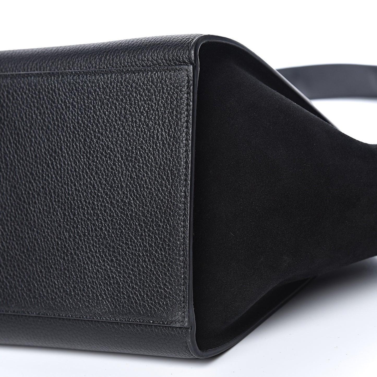Drummed Calfskin Suede Small Trapeze Black