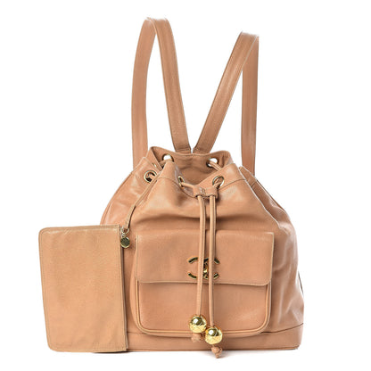 Chanel Caviar Drawstring Backpack Beige 1 of 13