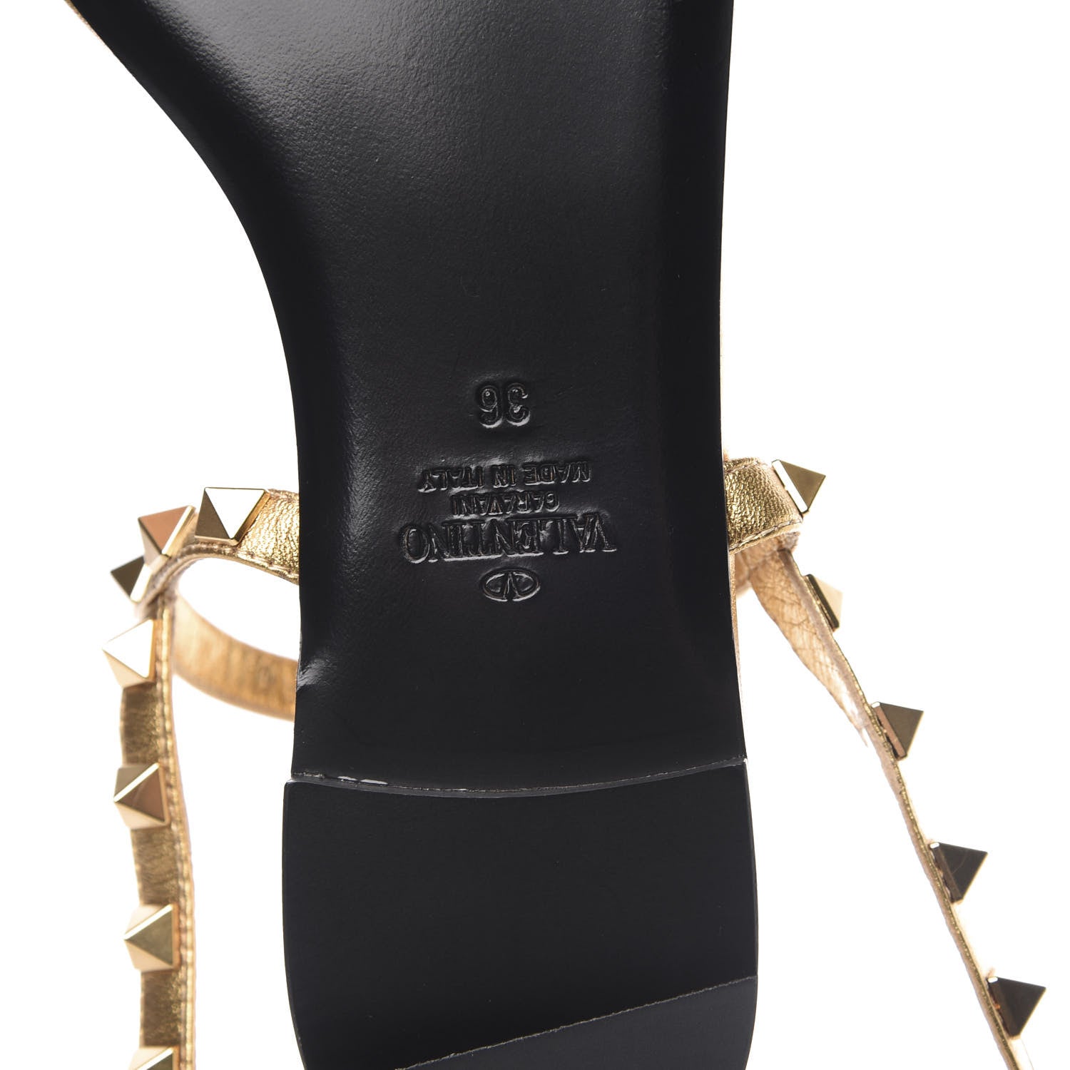 Valentino Garavani Metallic Nappa Rockstud Flair Ankle Wrap Flat Sandals 36 Deep Gold 7 of 7