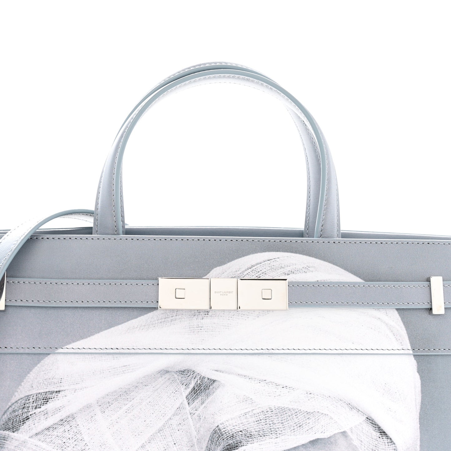 Calfskin Mapplethorpe Small Manhattan Shopper Tote Grey White Black