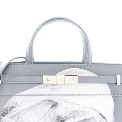 Saint Laurent Calfskin Mapplethorpe Small Manhattan Shopper Tote Grey White Black 9 of 12