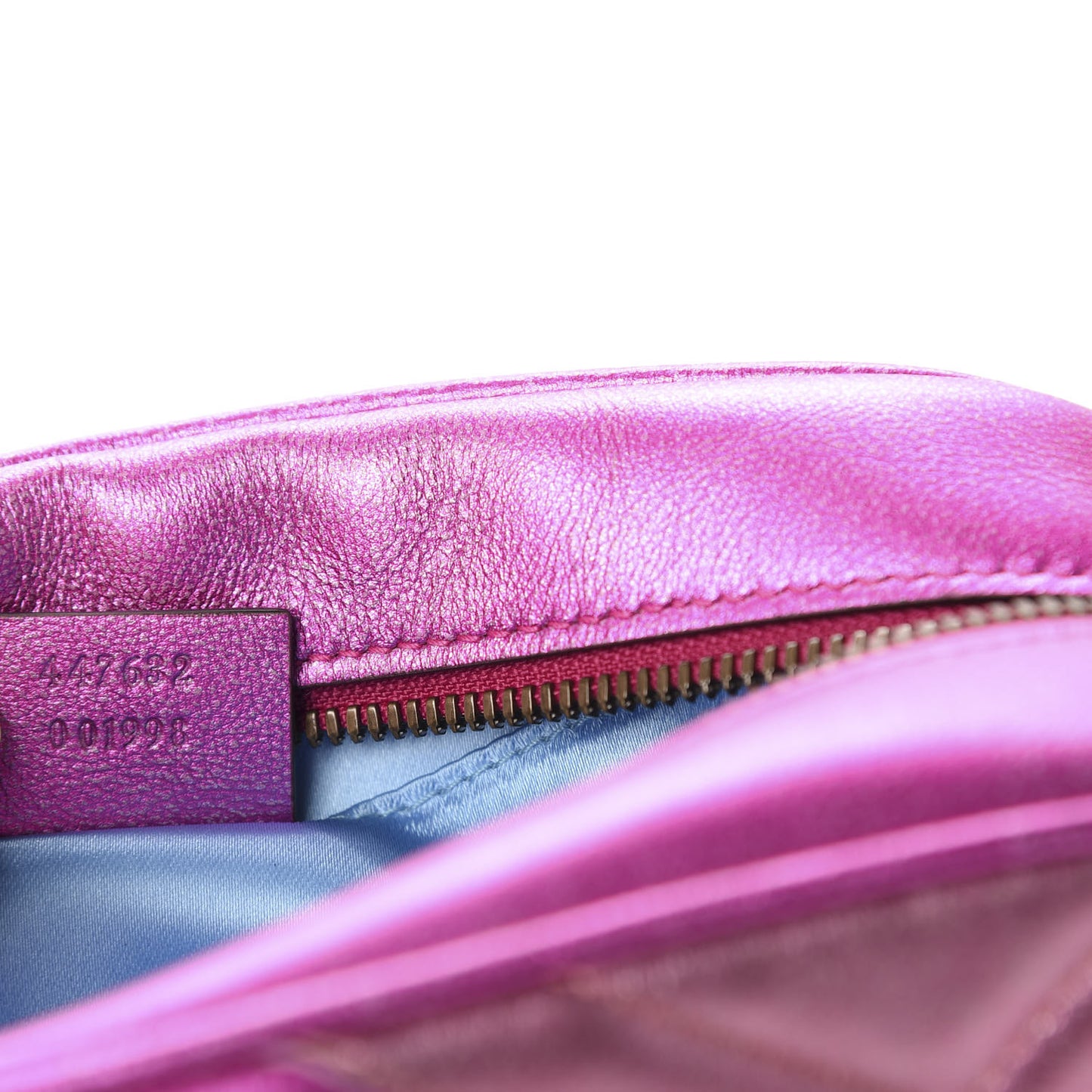 Laminated Nappa Matelasse Small GG Marmont Chain Shoulder Bag Fuxia Rosso Rosa