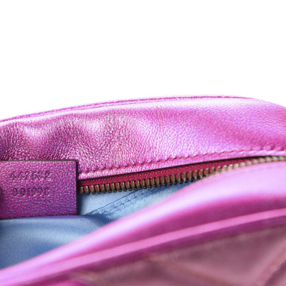 Gucci Laminated Nappa Matelasse Small GG Marmont Chain Shoulder Bag Fuxia Rosso Rosa 9 of 11