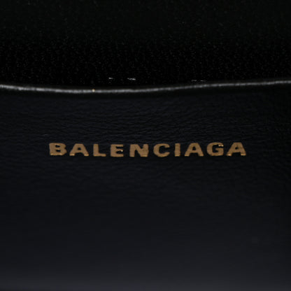 Balenciaga Shiny Calfskin Crocodile Embossed Hourglass Top Handle Bag Mini with Chain Black 6 of 10