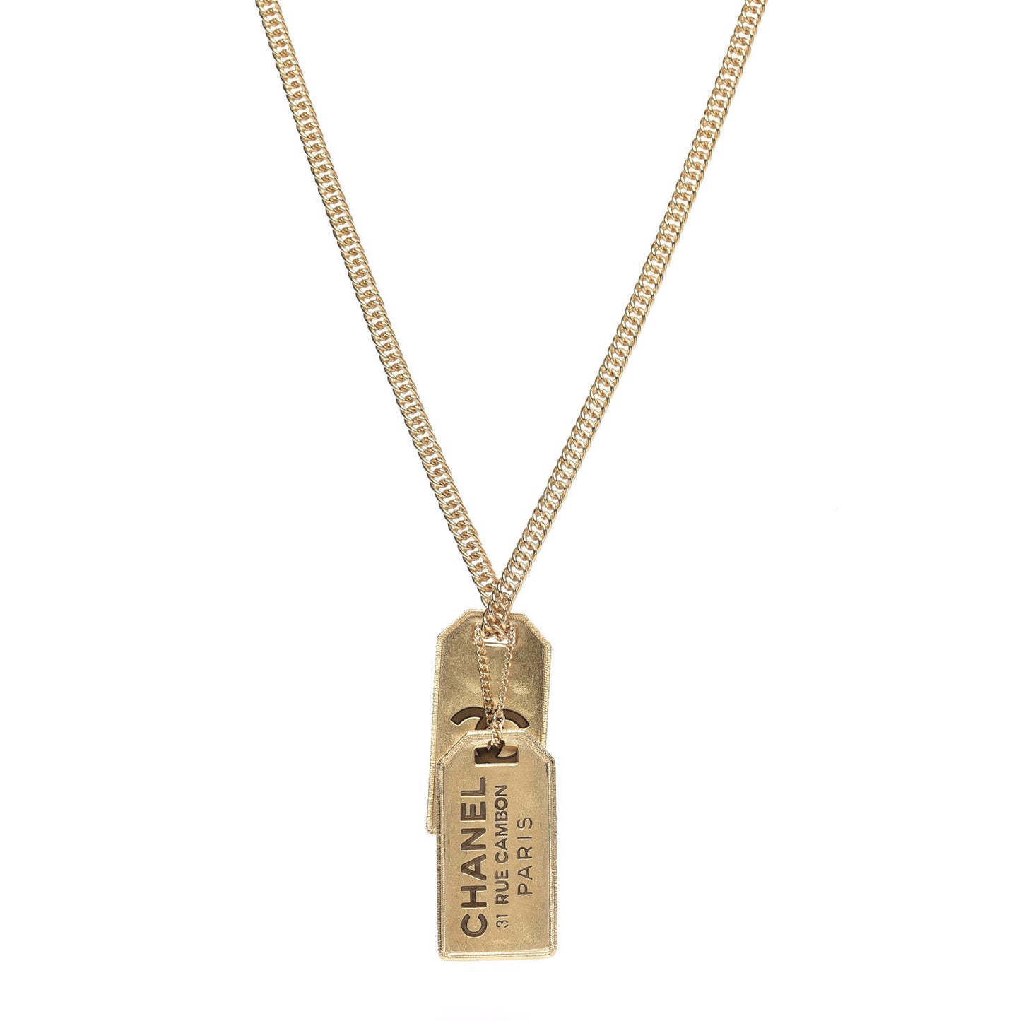 ID Dog Tag Charm Necklace Gold