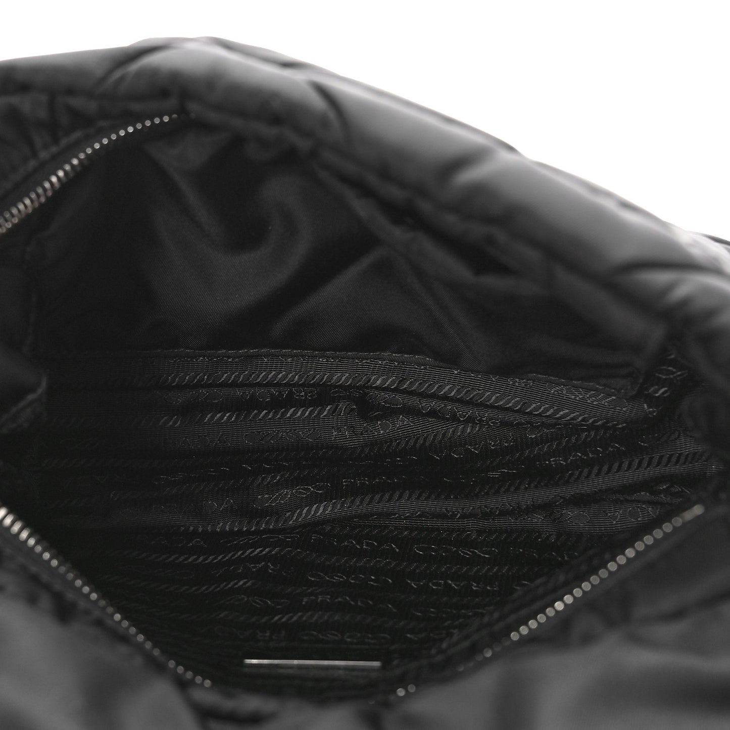 Re-Nylon Quilted Padded Flap Shoulder Bag Black
