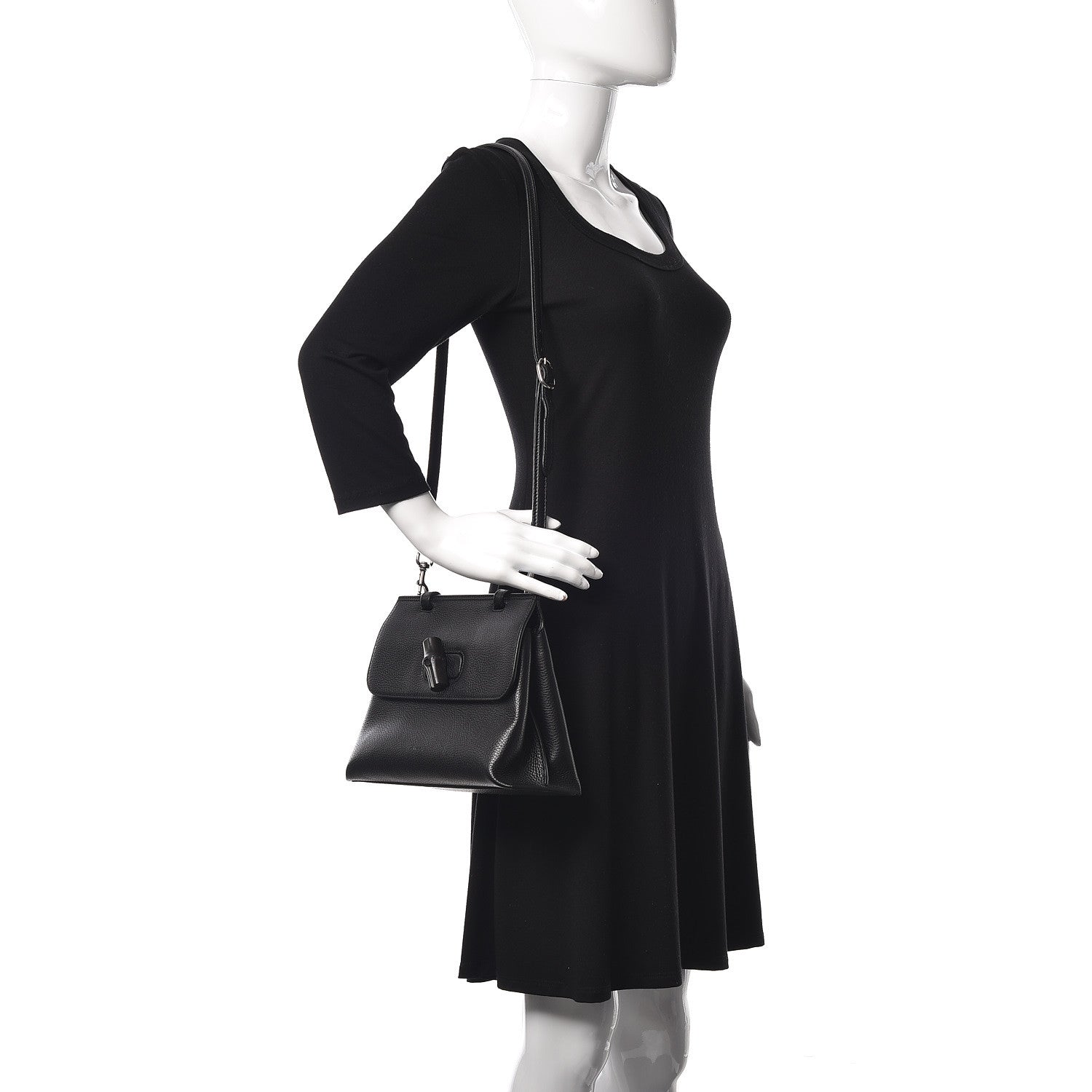 Gucci Cellarius Calfskin Small Bamboo Daily Top Handle Bag Black 2 of 8