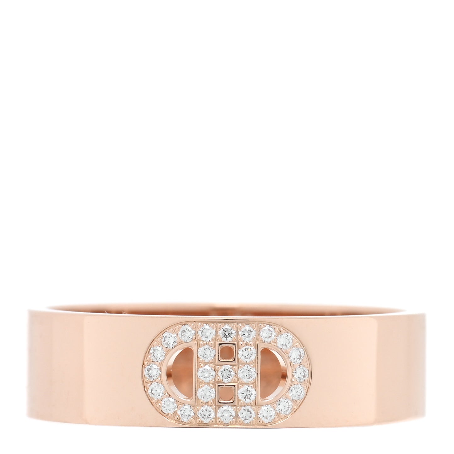 18K Rose Gold Diamond PM H D'Ancre Ring 56 7.5