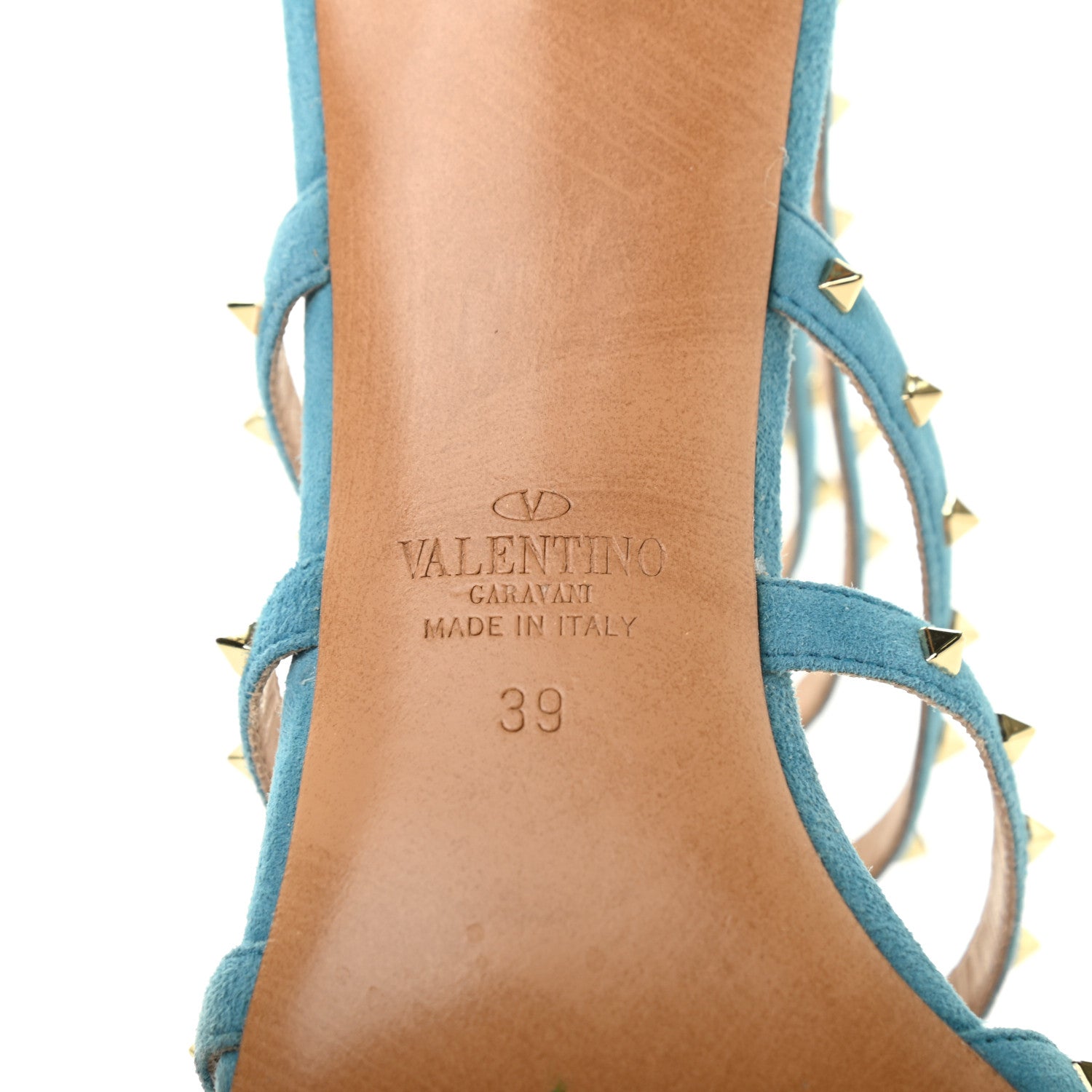 Valentino Garavani Suede Lovestud Caged 90mm Sandals 39 Cerulean 6 of 7