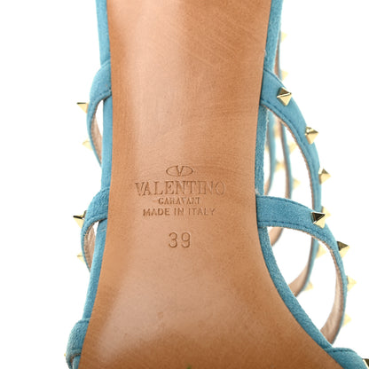 Valentino Garavani Suede Lovestud Caged 90mm Sandals 39 Cerulean 6 of 7