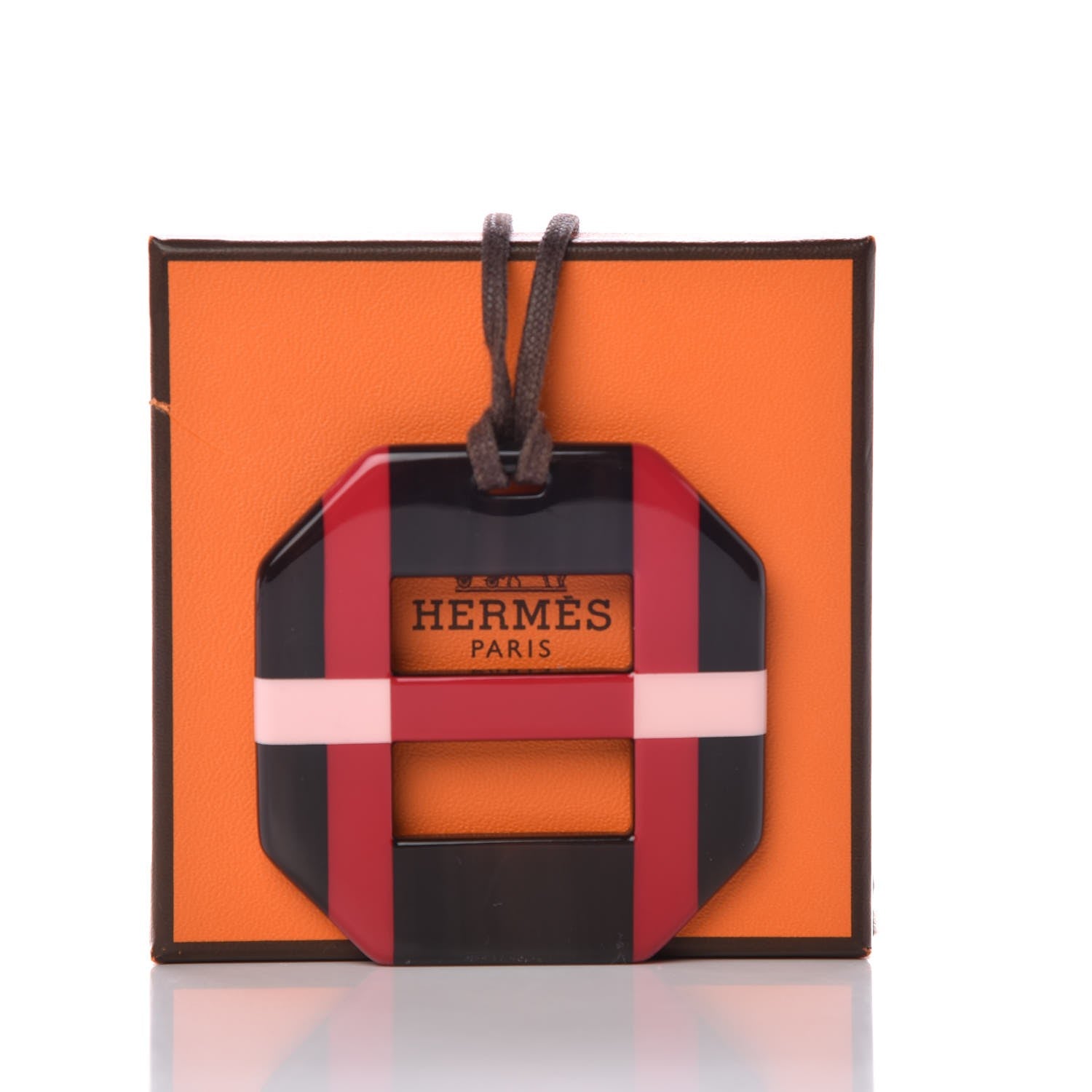 Hermes Horn Lacquer Opus Octagonal Necklace Rouge Carmin Rose Boudoir 7 of 7