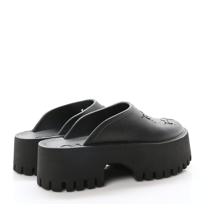 Gucci Rubber GG Monogram Perforated Elea Platform 55mm Lug Sole Sandals 36 Black 5 of 8