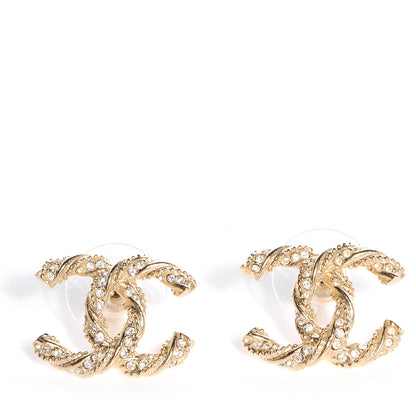 Chanel Crystal Twisted CC Earrings Gold 1 of 5