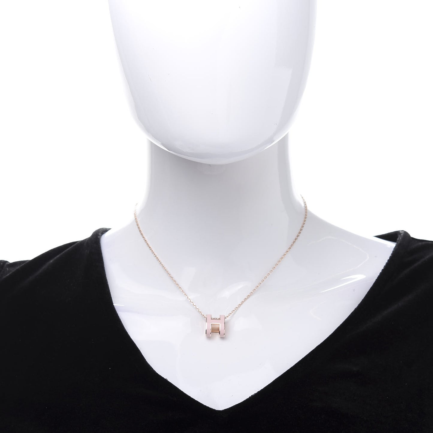 Lacquered Rose Gold Pop H Pendant Necklace Rose Dragee