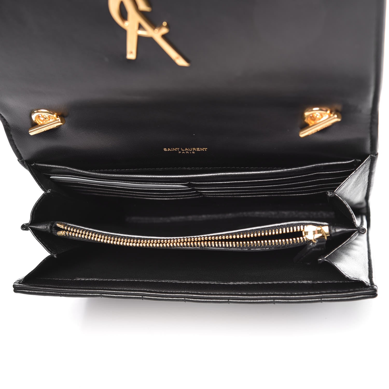 Saint Laurent Lambskin Matelasse Monogram Vicky Chain Wallet Black 5 of 13