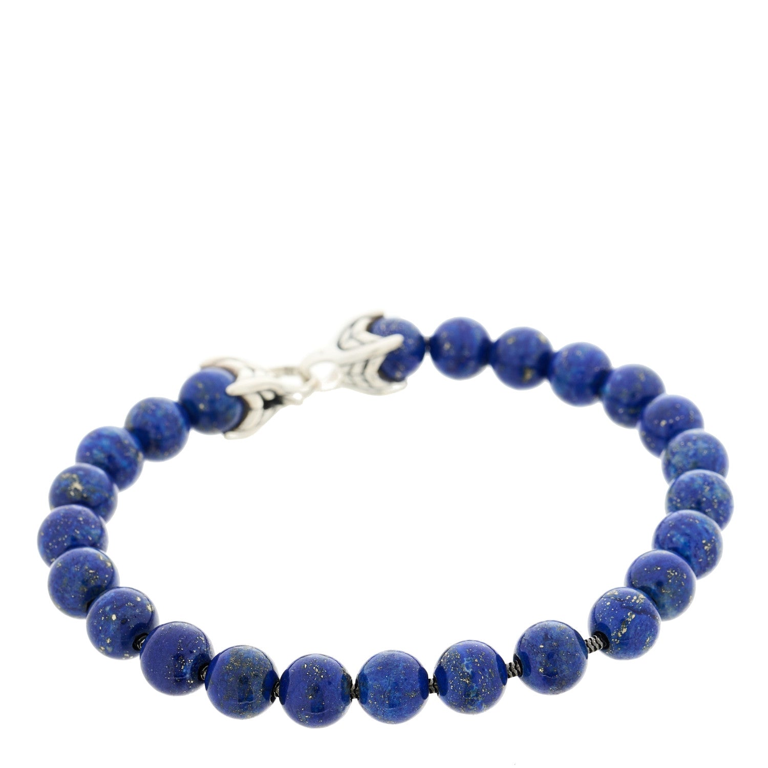 David Yurman Sterling Silver Lapis Lazuli 8mm Spiritual Beads Bracelet 2 of 3