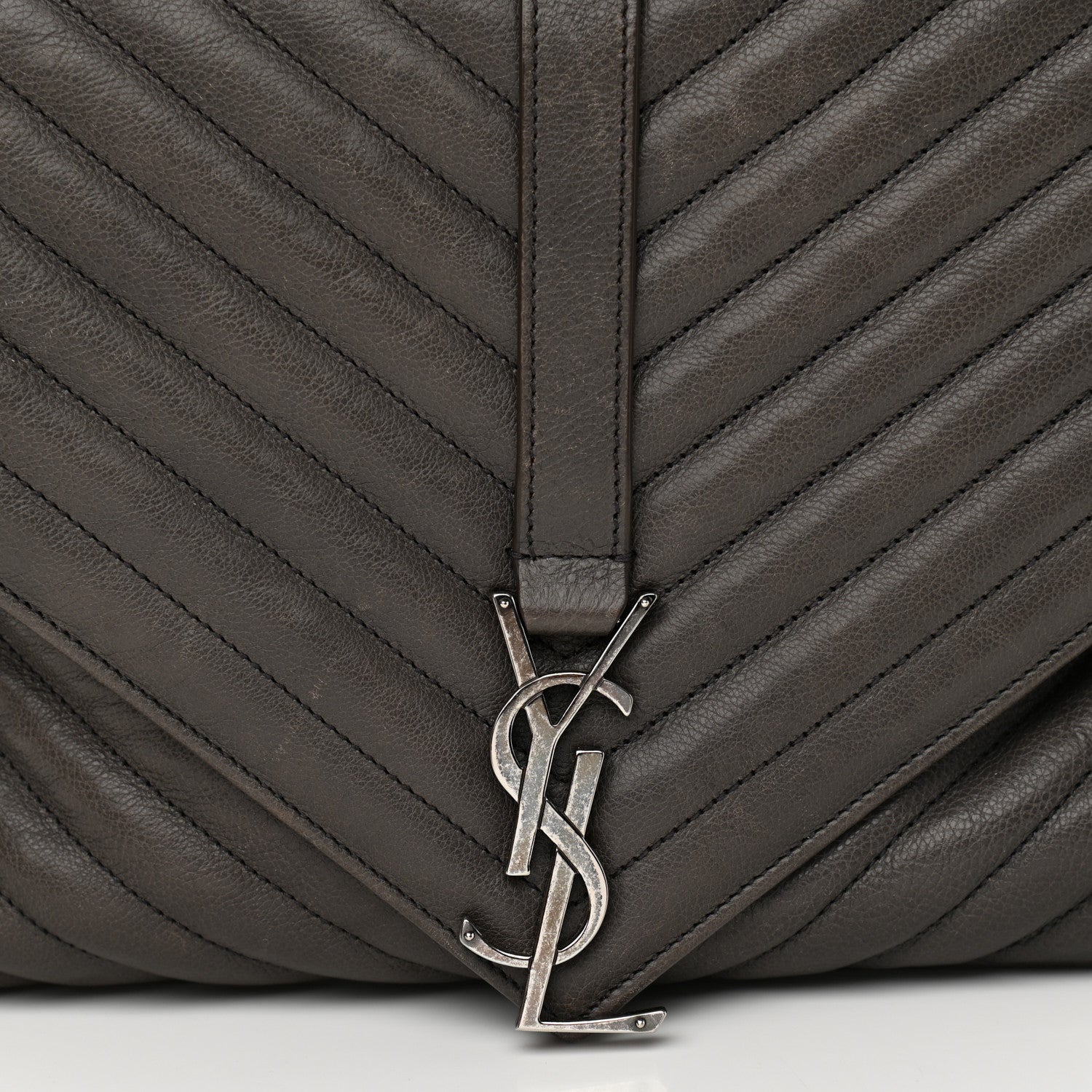 Saint Laurent Sheepskin Matelasse Chevron Monogram Large College Satchel Dark Anthracite 8 of 13