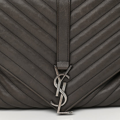 Saint Laurent Sheepskin Matelasse Chevron Monogram Large College Satchel Dark Anthracite 8 of 13