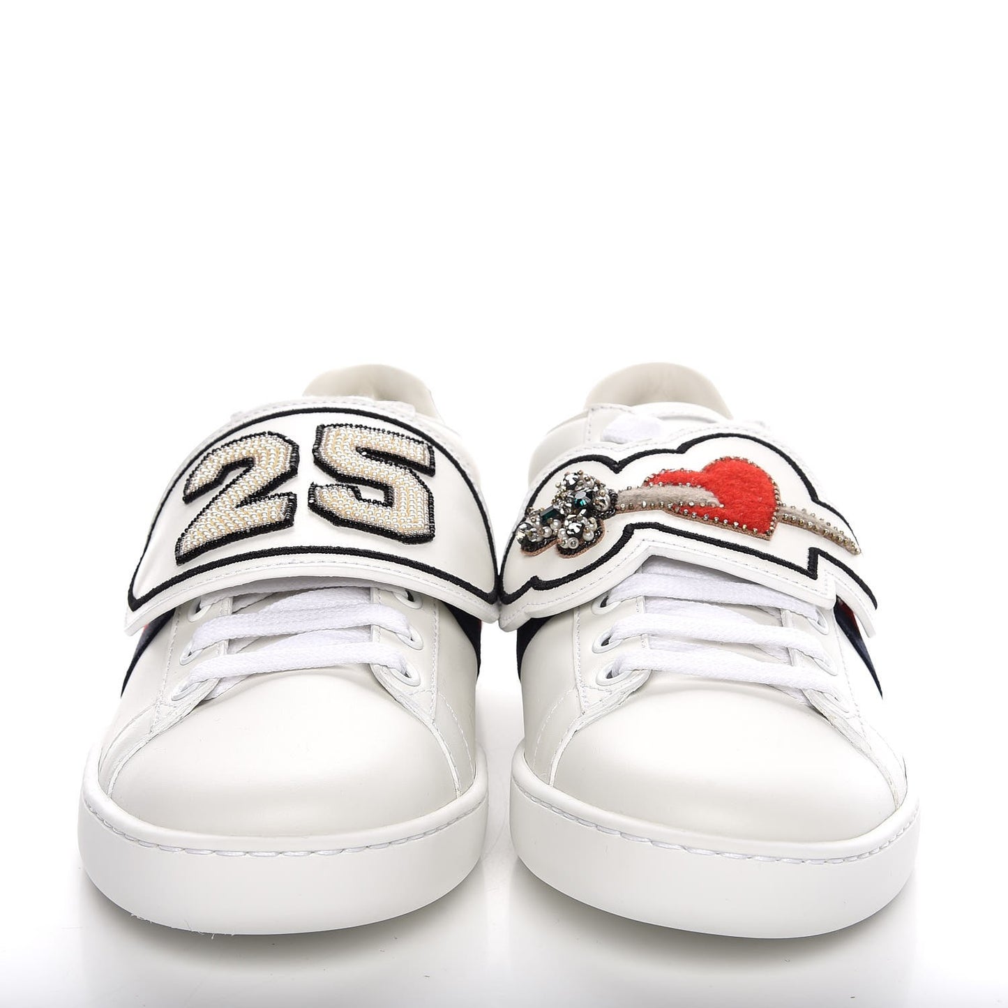 Calfskin Ayers Web Dagger Embroidered Ace Sneakers 37 White