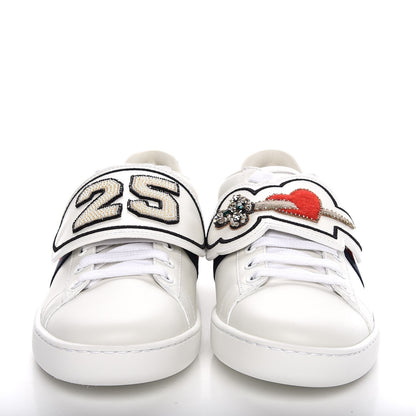 Gucci Calfskin Ayers Web Dagger Embroidered Ace Sneakers 37 White 2 of 11