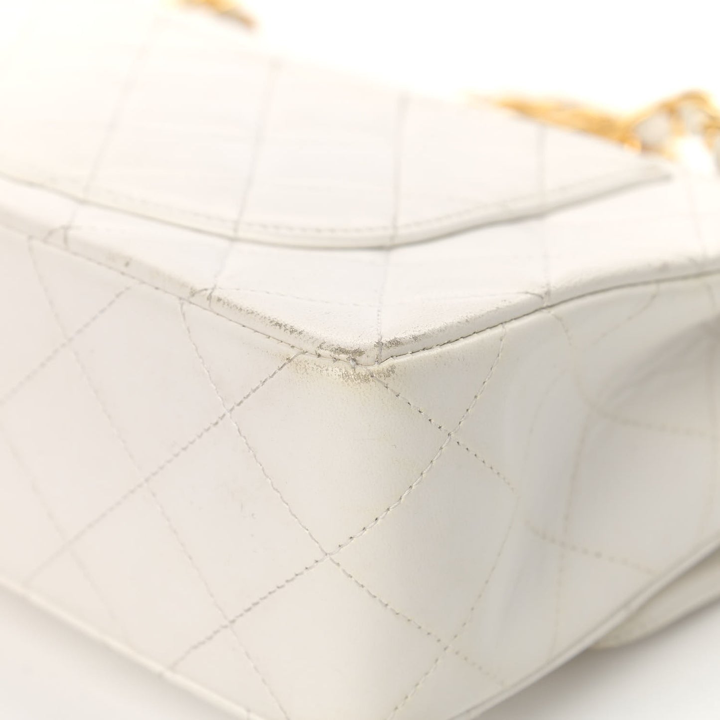 Lambskin Quilted Small Double Flap White