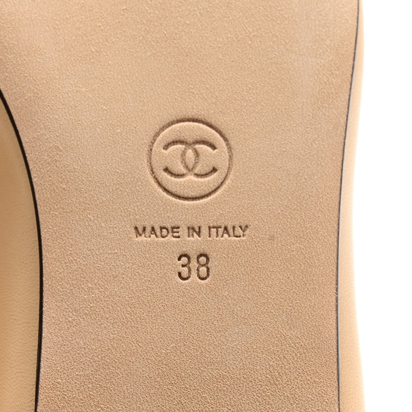 Lambskin Cap Toe CC Ballerina Flats 38 Beige Black