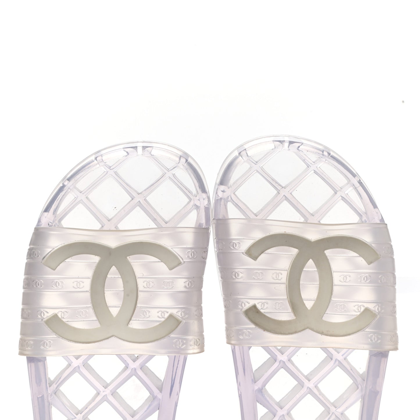 PVC Transparent CC Flat Slide Sandals 36 White