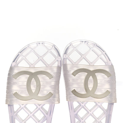 Chanel PVC Transparent CC Flat Slide Sandals 36 White 6 of 9