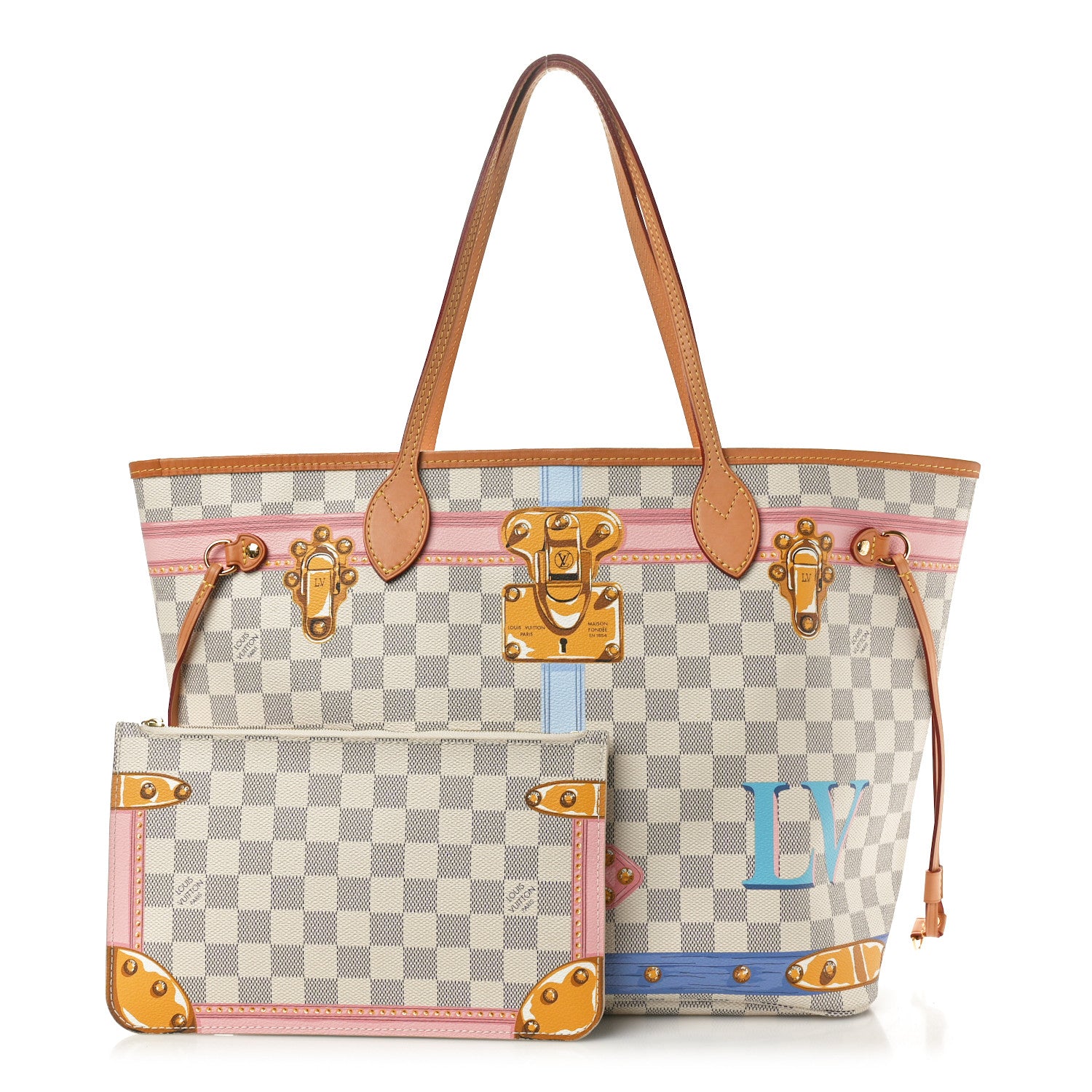 Louis Vuitton Damier Azur Summer Trunks Neo Neverfull MM 8 of 10