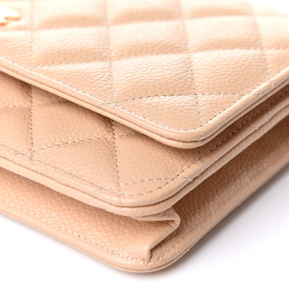 Chanel Caviar Quilted Wallet On Chain WOC Beige 10 of 11
