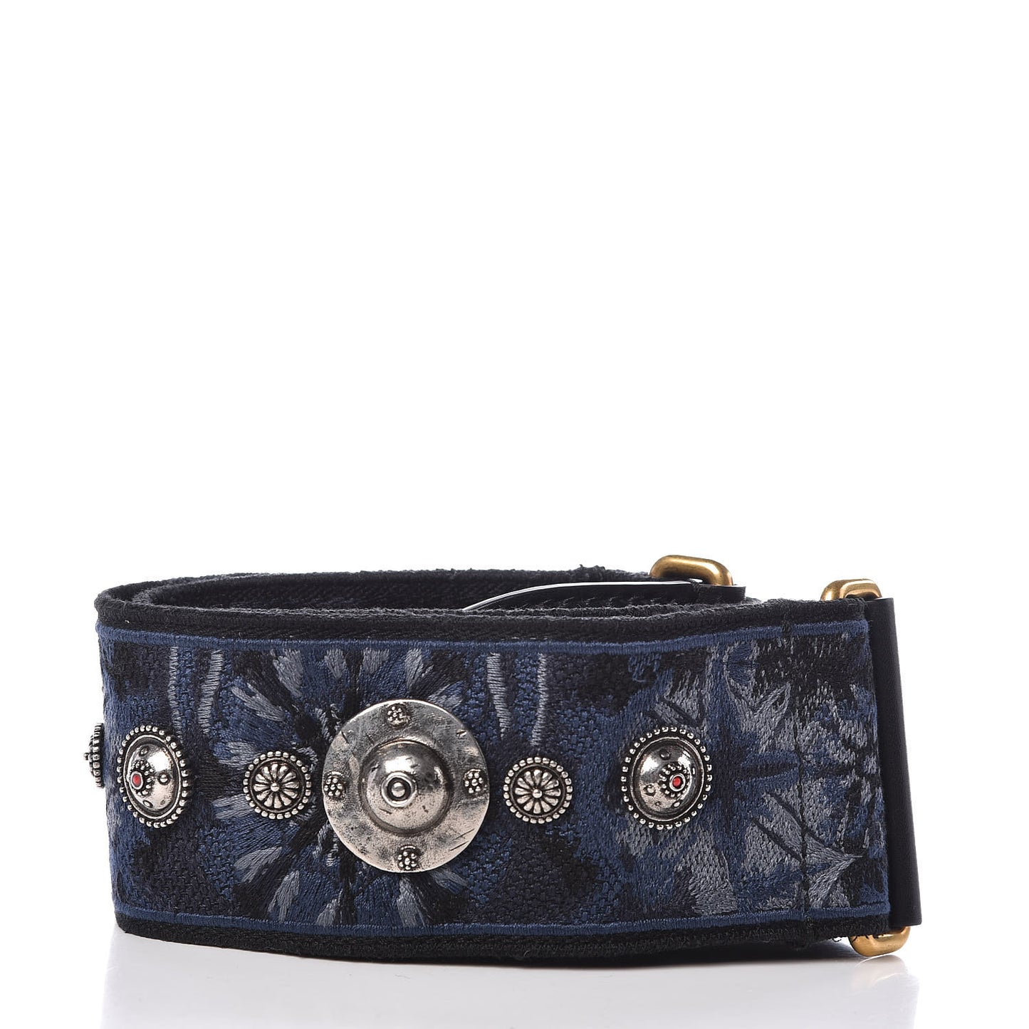 Canvas Embroidered Studded KaleiDiorscopic Adjustable Shoulder Strap Blue