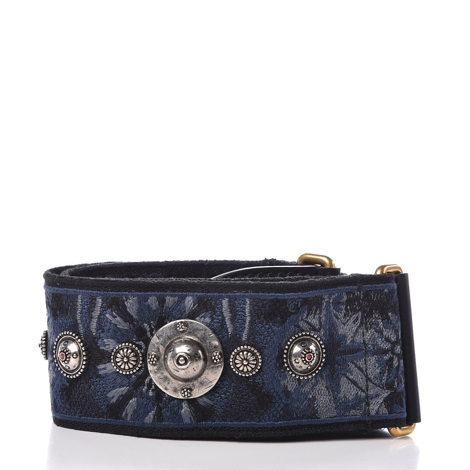Christian Dior Canvas Embroidered Studded KaleiDiorscopic Adjustable Shoulder Strap Blue 2 of 4