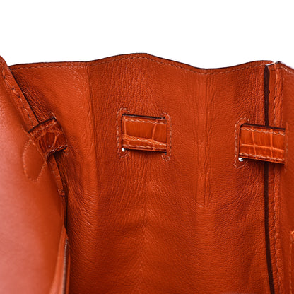 Hermes Shiny Porosus Crocodile Birkin 35 Orange 19 of 33