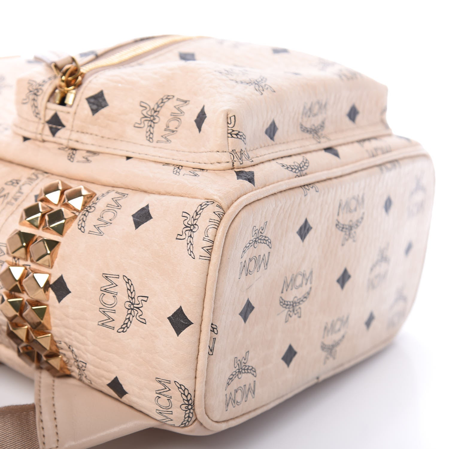 MCM Visetos Side Stud Mini Stark Backpack Beige 7 of 9