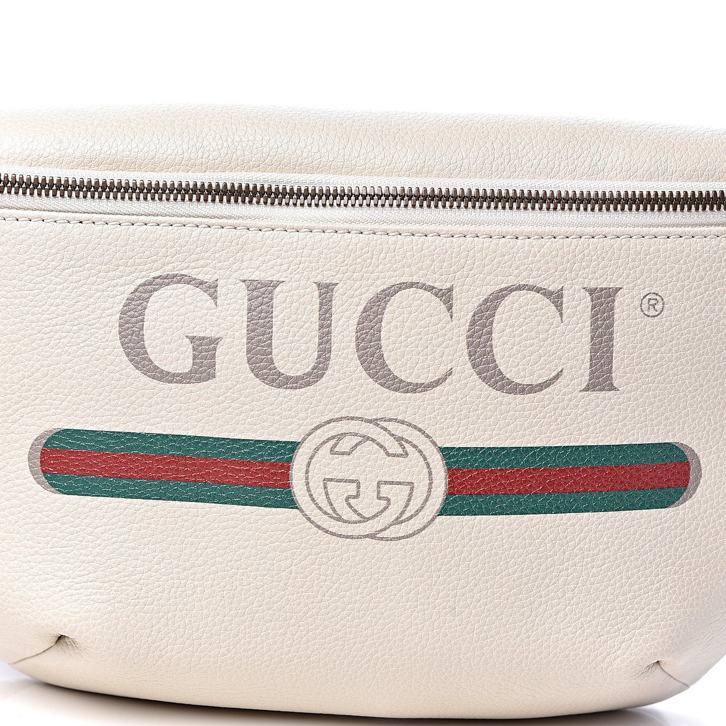 Grained Calfskin Logo Belt Bag White