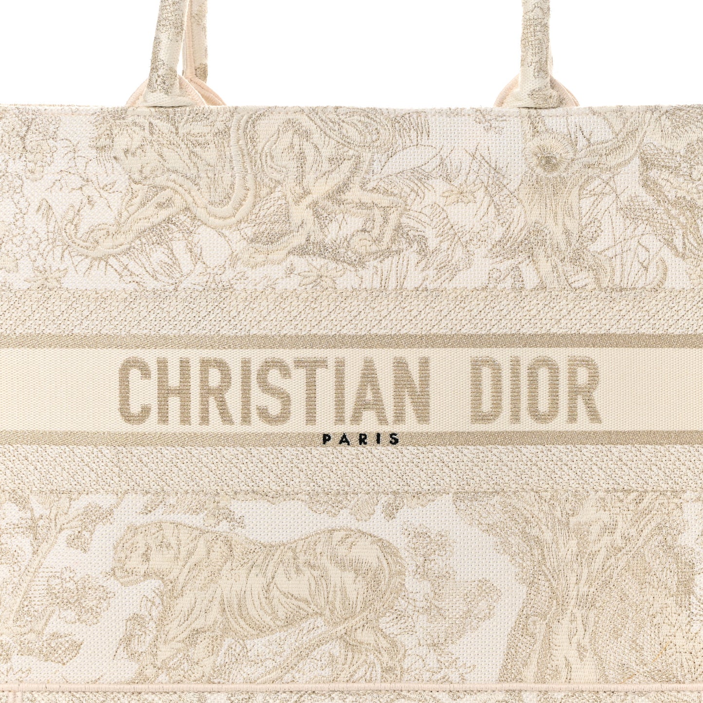 Canvas Embroidered Medium Dioriviera Toile De Jouy Book Tote Gold