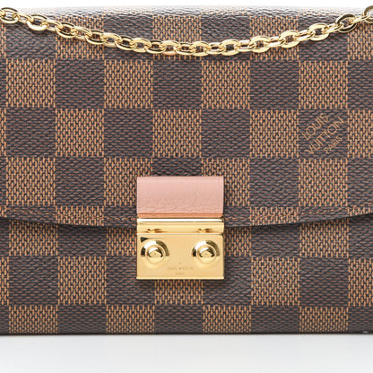 Louis Vuitton Damier Ebene Croisette Chain Wallet Rose Ballerine 8 of 11