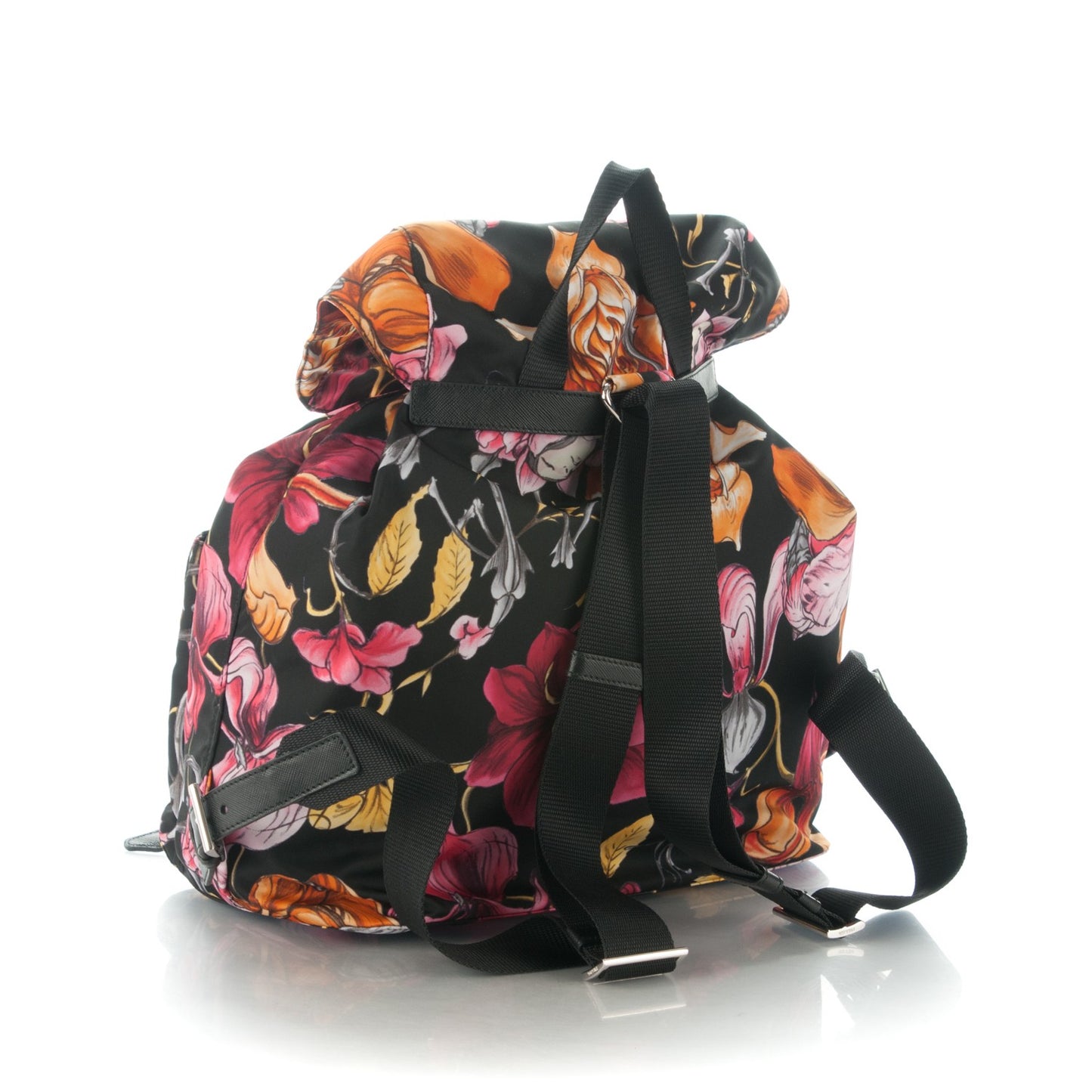 Tessuto Nylon Floral Print Medium Backpack Black