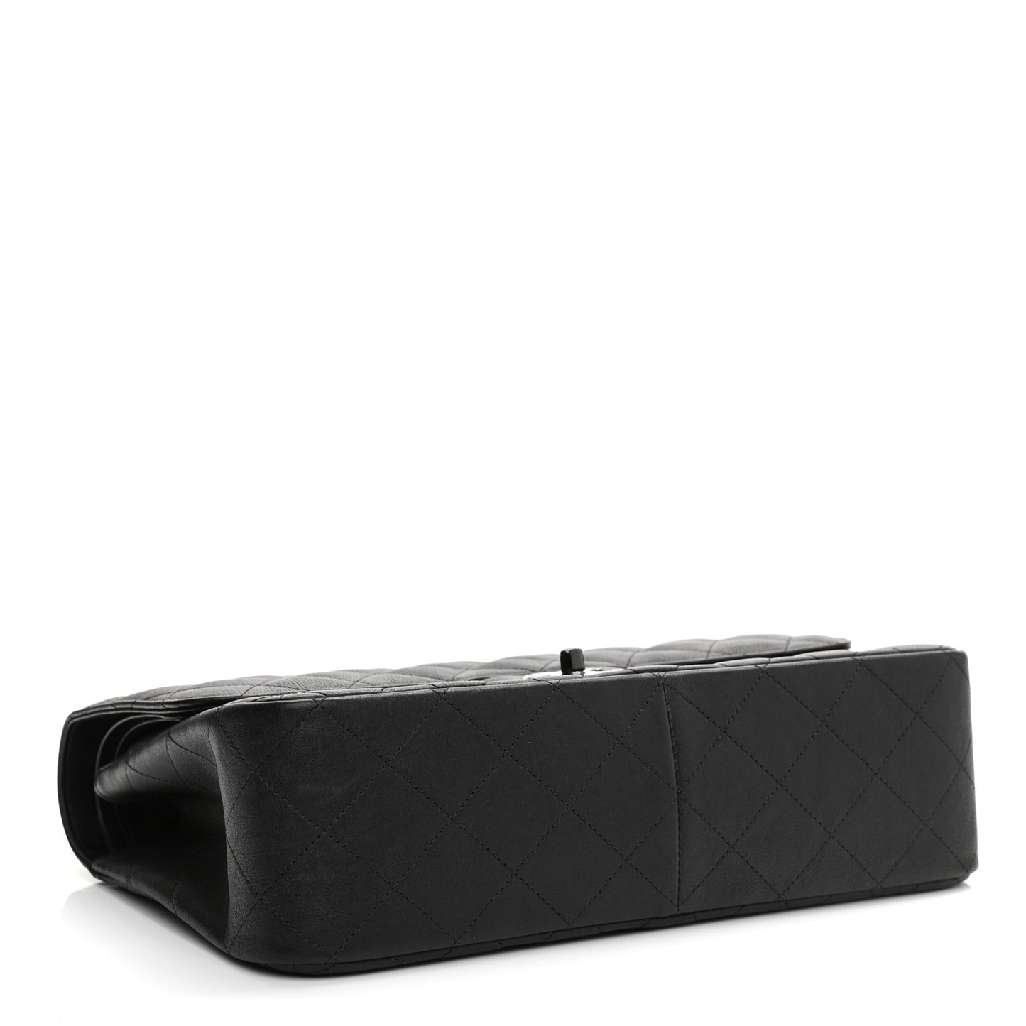 Crumpled Calfskin Quilted Jumbo Double Flap So Black