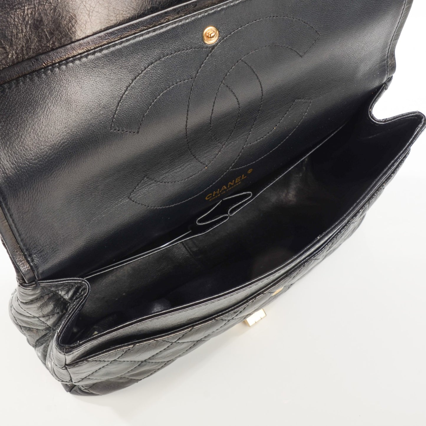 Glazed Calfskin Quilted 2.55 Reissue 226 Flap Black