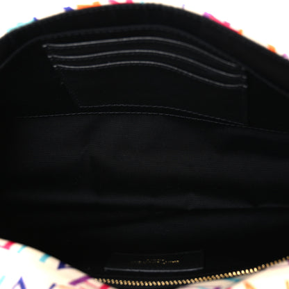 Saint Laurent Silk Carre Rive Gauche Print Patchwork Monogram Medium Jamie Multicolor White 5 of 10
