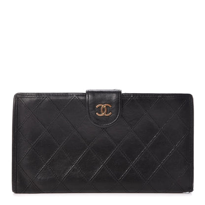 Chanel Lambskin Diamond Stitched French Wallet Black 1 of 9