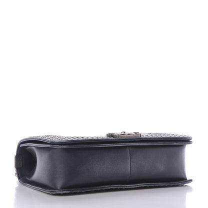Chanel Faded Calfskin Quilted Medium Studded Boy Flap Black 2 of 10