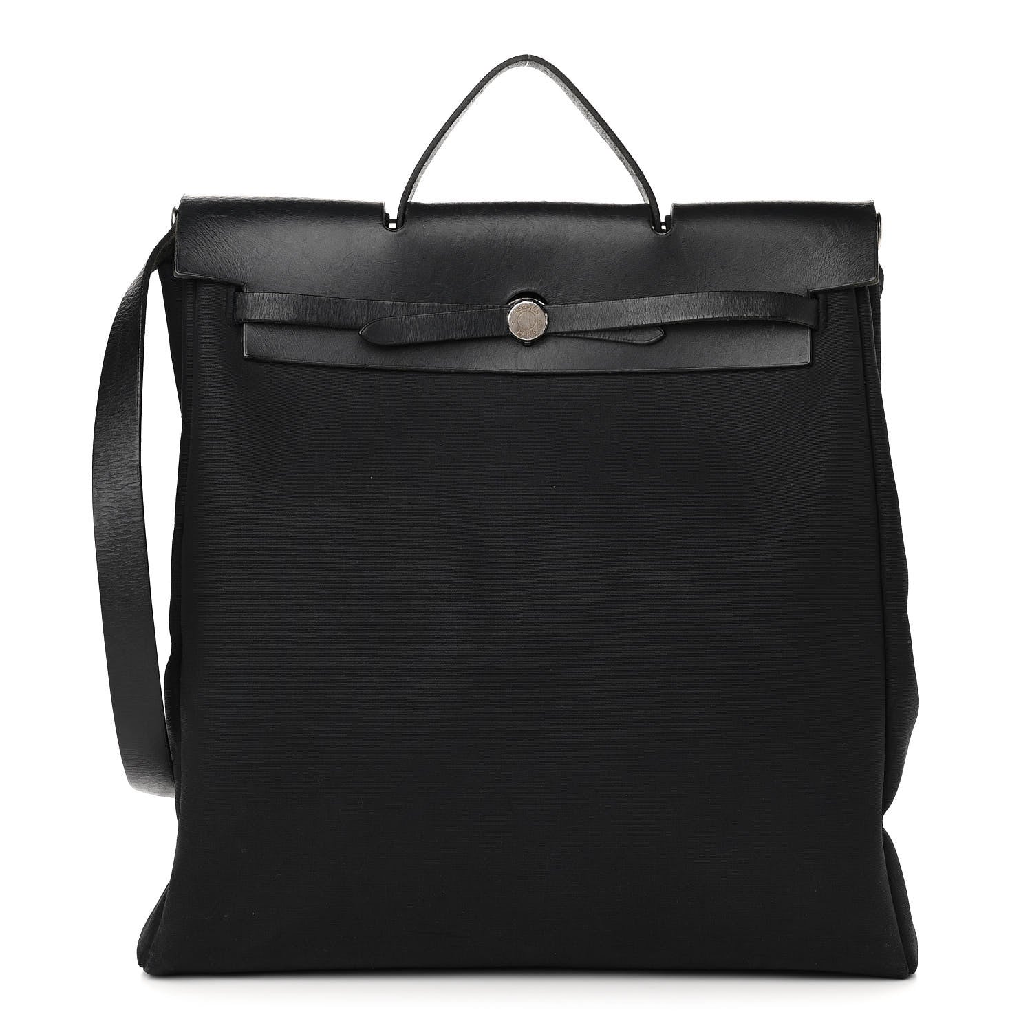 Hermes Toile Vache Calfskin Herbag 40 GM Black 1 of 17