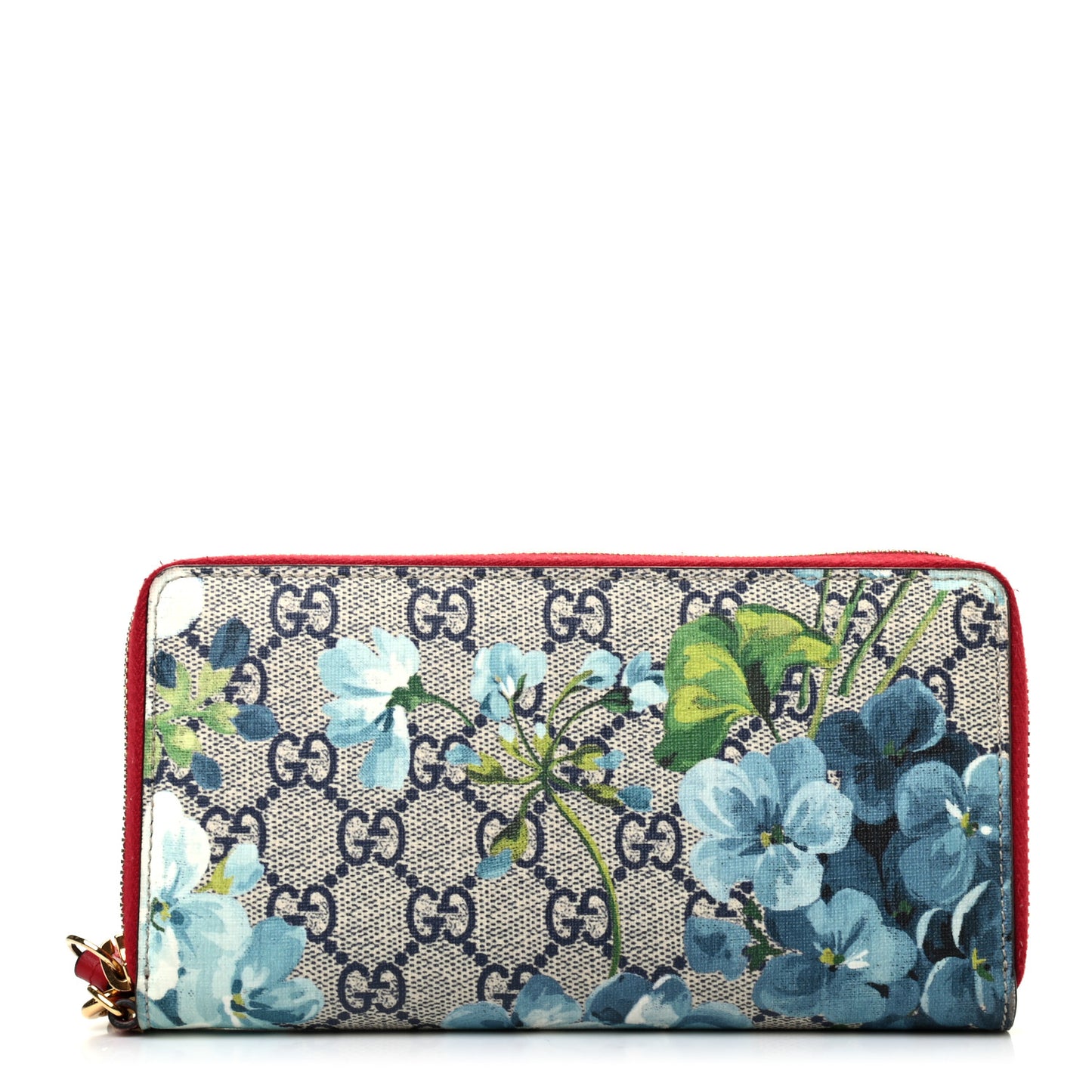 GG Supreme Monogram Blooms Wrist Wallet Blue