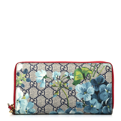 Gucci GG Supreme Monogram Blooms Wrist Wallet Blue 1 of 7