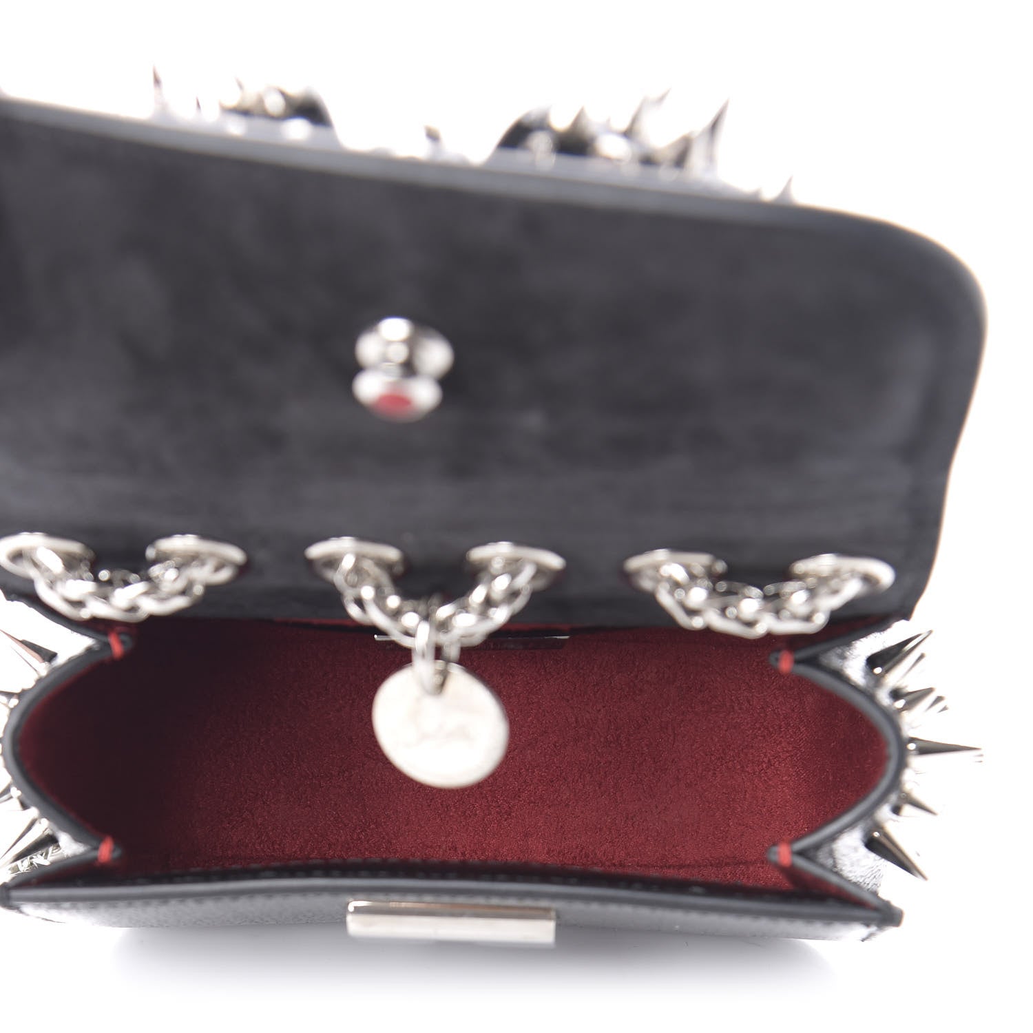 Christian Louboutin Jurassic Calfskin Spikes Sweety Charity NV Crossbody Bag Black Silver 4 of 10