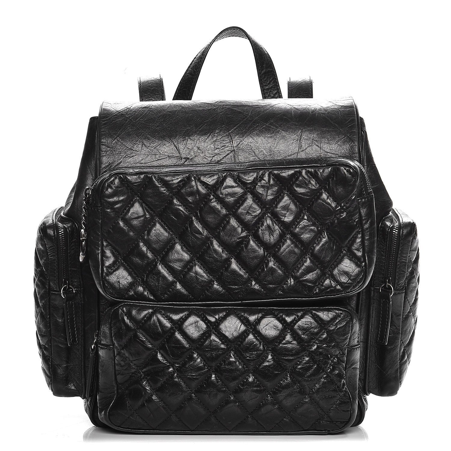 Chanel Aged Calfskin Quilted Large Casual Rock Backpack Black 1 of 11